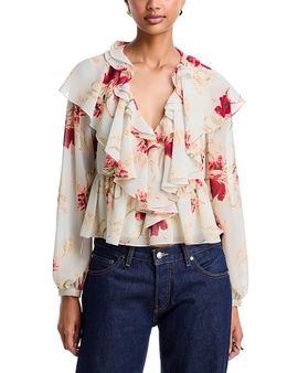 Cinq A Sept Cinq a Sept Wilted Poppy Aurore Ruffled Blouse