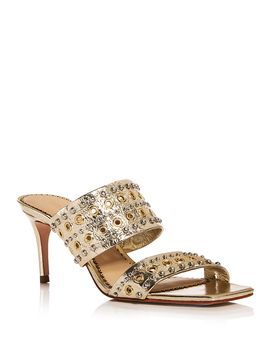 Cinq A Sept Cinq a Sept Women's Sutton Embellished Metallic Leather Sandals