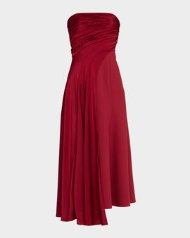 Cinq a Sept Clarisse Strapless Draped Midi Dress