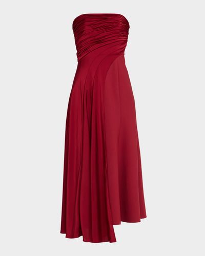 Cinq a Sept Clarisse Strapless Draped Midi Dress