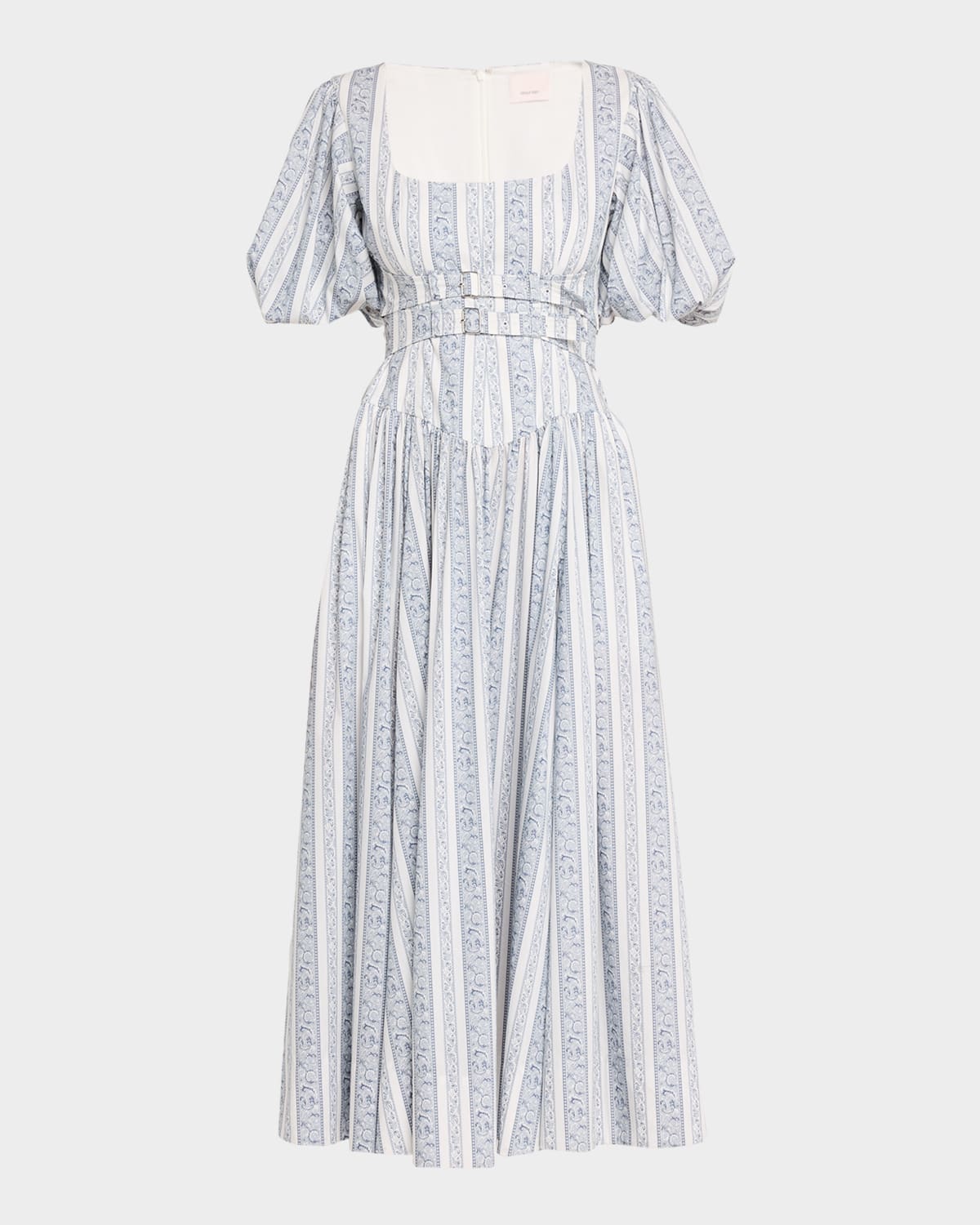 Cinq a Sept Corvin Belted Puff-Sleeve Midi Dress