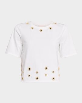 Cinq a Sept Crewneck Crochet Mirrors Tee