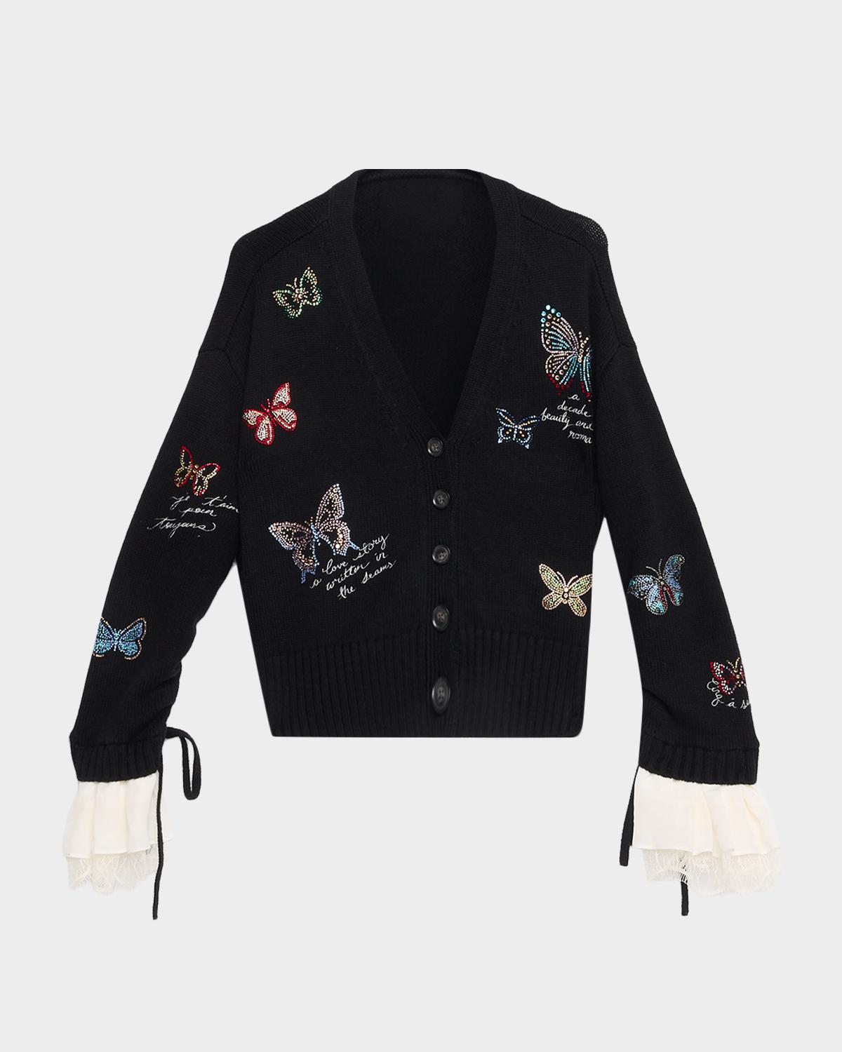 Cinq à Sept Crystal Cascade Single-Breasted Blazer