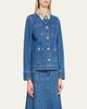 Cinq a Sept Dalton Floral-Collar Denim Jacket - 4
