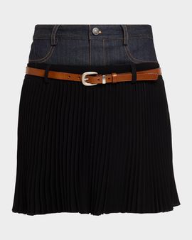 Cinq a Sept Dionne Mixed-Media Mini Skirt