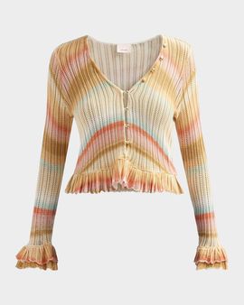 Cinq a Sept Edith Space-Dyed Stripe Cardigan