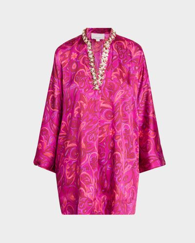 Cinq a Sept Embellished Paisley Bloom Shift Dress