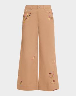 Cinq a Sept Flared Wildflower Embroidered Pants