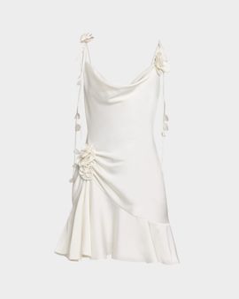 Cinq a Sept Ganessa Beaded Flowers Satin Mini Dress