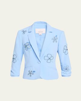 Cinq a Sept Ganessa Floral Appliqué Satin Mini Dress