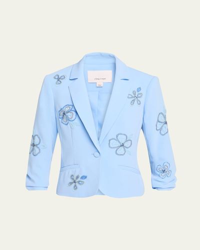 Cinq a Sept Ganessa Floral Appliqué Satin Mini Dress