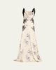 Cinq a Sept Hand-Sketched Floral Cowl-Neck Gown - 1