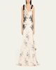Cinq a Sept Hand-Sketched Floral Cowl-Neck Gown - 2