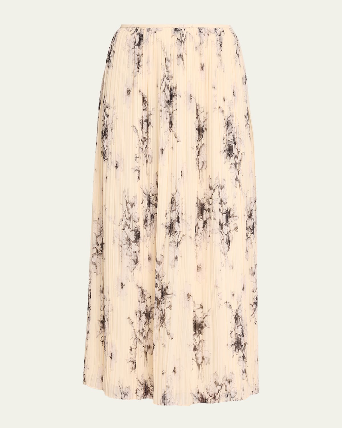 Cinq a Sept Hand-Sketched Floral Midi Skirt