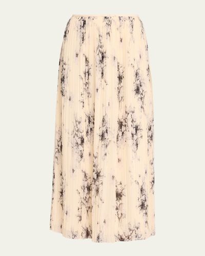 Cinq a Sept Hand-Sketched Floral Midi Skirt