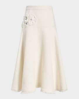 Cinq a Sept Henriette Crunchy Flower Tweed Skirt