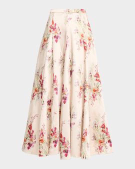 Cinq a Sept Hilda Iris Bouquet A-Line Midi Skirt