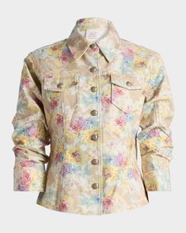 Cinq a Sept Ikat Bouquet Canyon Floral Denim Jacket