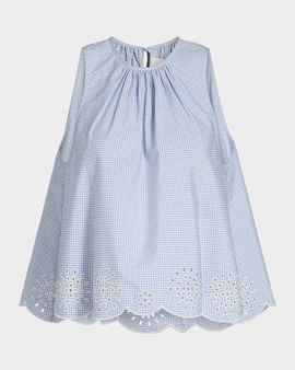 Cinq a Sept Jessa Gingham Eyelet Cotton-Blend Top