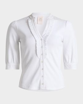 Cinq a Sept Justine Ribbed Stretch-Cotton Button-Front Blouse