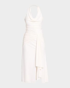 Cinq a Sept Kaia Draped Halter Midi Dress