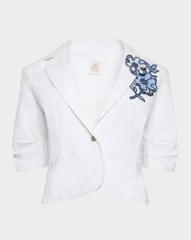 Cinq a Sept Khloe Striped Floral Scrunch Blazer
