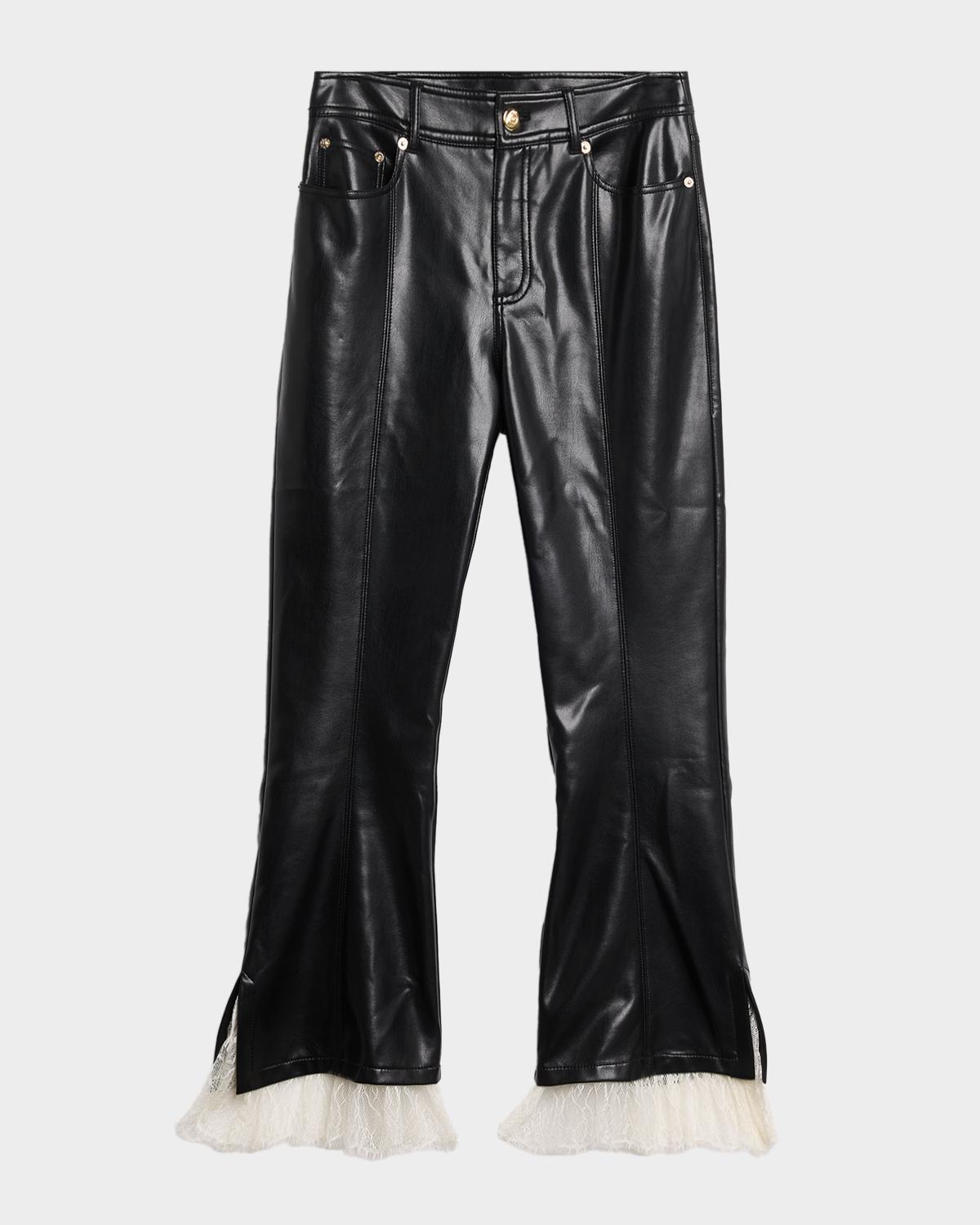 Cinq a Sept Lace-Trim Vegan Leather Kick Flare Pants