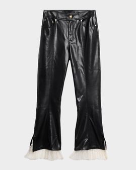 Cinq a Sept Lace-Trim Vegan Leather Kick Flare Pants