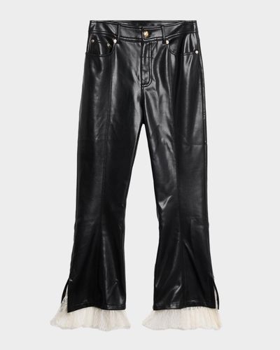Cinq a Sept Lace-Trim Vegan Leather Kick Flare Pants