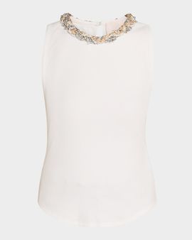 Cinq a Sept Lizzie Encrusted Braid Necklace Tank Top