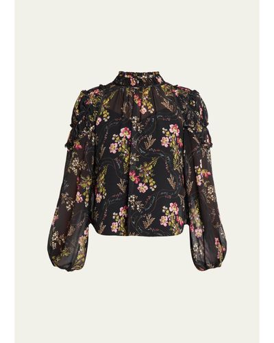 Cinq a Sept Long-Sleeve Love Letter Floral Blouse