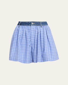Cinq a Sept Madalyn Wide-Leg Gingham Shorts