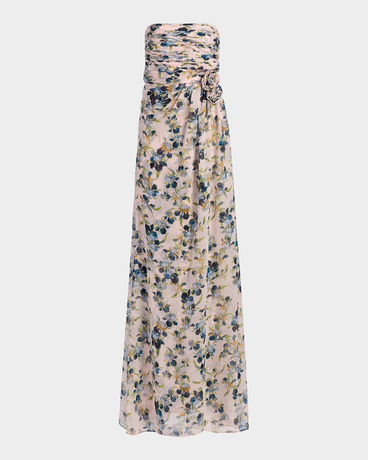 Cinq a Sept Magy Trailing Iris Floral Strapless Gown