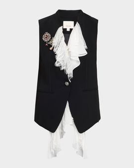 Cinq a Sept Maren Ruffled-Front Vest