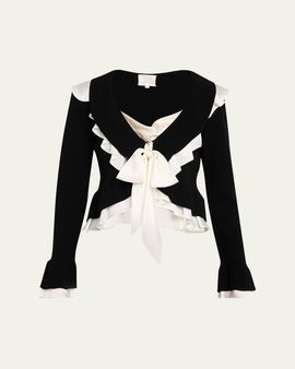 Cinq a Sept Melinda Ruffled Tie-Front Cardigan