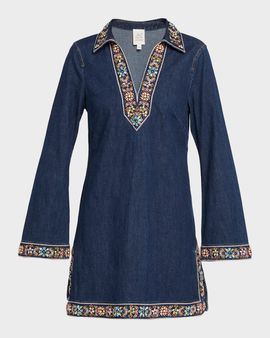 Cinq a Sept Pierson Embroidered Denim Mini Dress