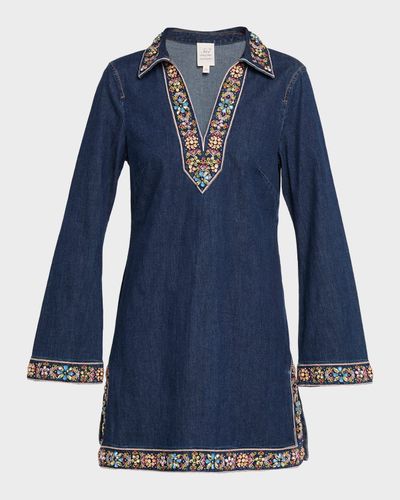 Cinq a Sept Pierson Embroidered Denim Mini Dress