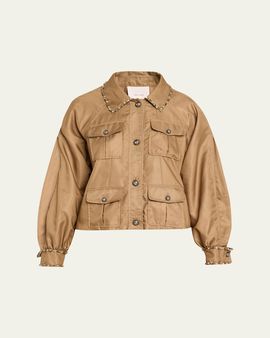 Cinq a Sept Rhinestone Chain Utility Jacket