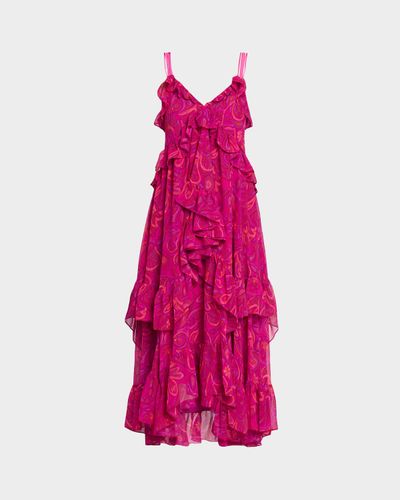 Cinq a Sept Ruffled Paisley Bloom Maxi Dress