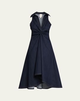Cinq a Sept Sherri Twist-Front Denim Dress