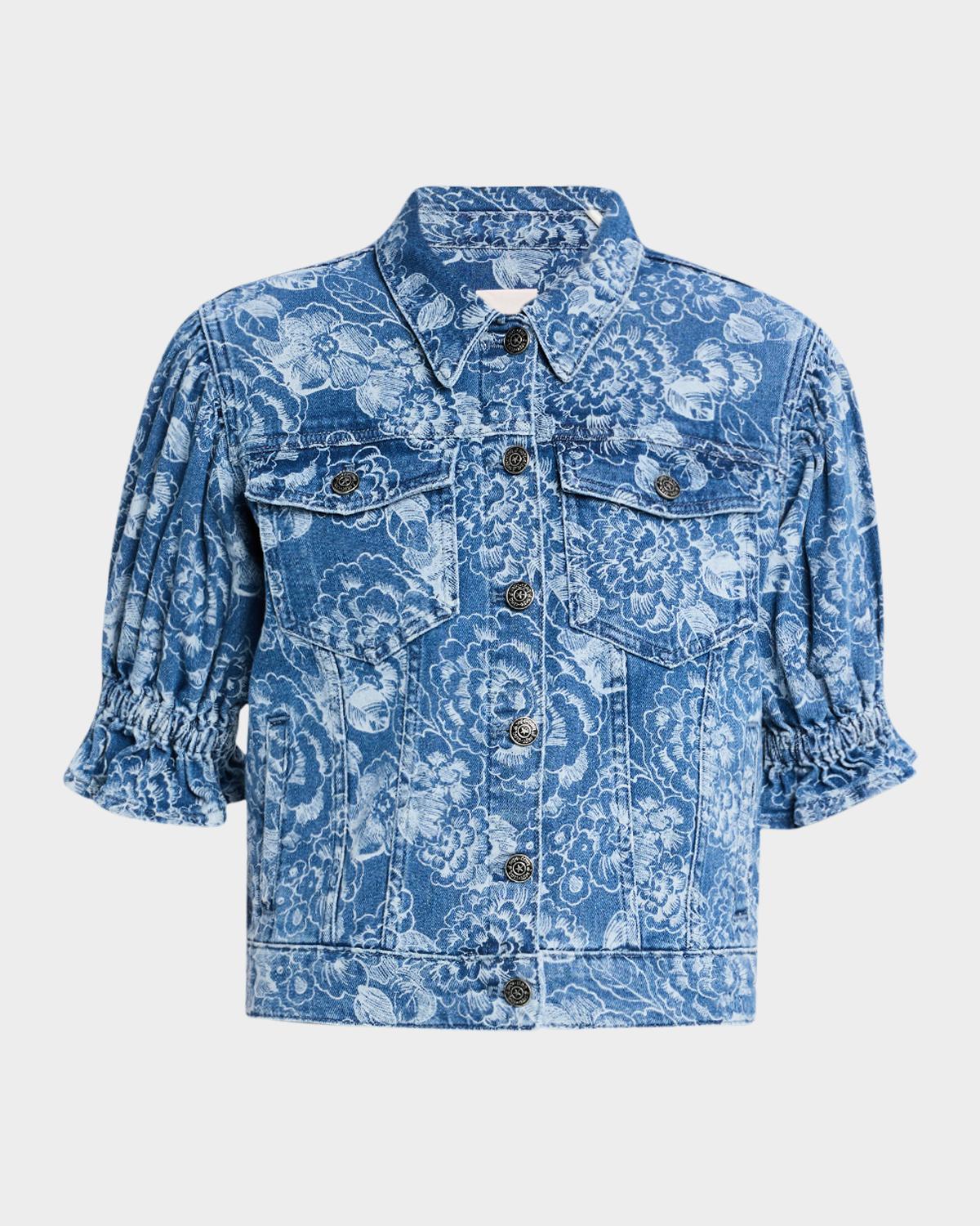 Cinq a Sept Sketchbook Sylvain Floral Denim Jacket