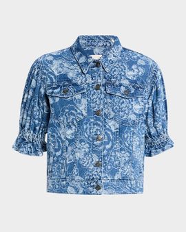 Cinq a Sept Sketchbook Sylvain Floral Denim Jacket