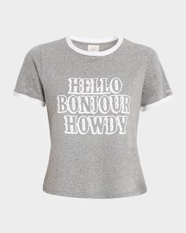 Cinq a Sept Studded Hello Bonjour Howdy Ringer Tee