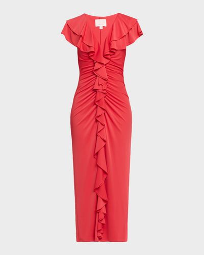 Cinq a Sept Tallis Ruffled V-Neck Maxi Dress