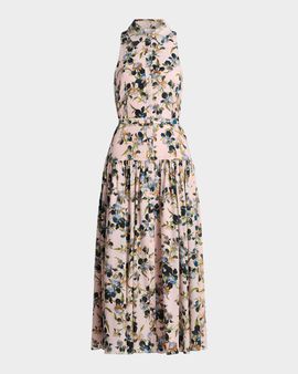Cinq a Sept Trailing Iris Sarai Floral A-Line Midi-Shirtdress