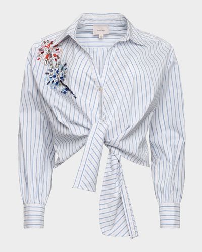 Cinq a Sept Twilight Spark Marianna Rhinestone Tie-Hem Shirt
