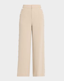Cinq a Sept Wide-Leg Crochet Mirror Pants