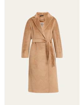 Cinzia Rocca Long Belted Notch-Collar Wool-Blend Coat