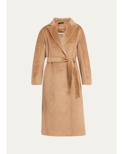 Cinzia Rocca Long Belted Notch-Collar Wool-Blend Coat
