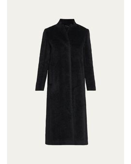 Cinzia Rocca Long Stand-Collar Alpaca Wool Coat